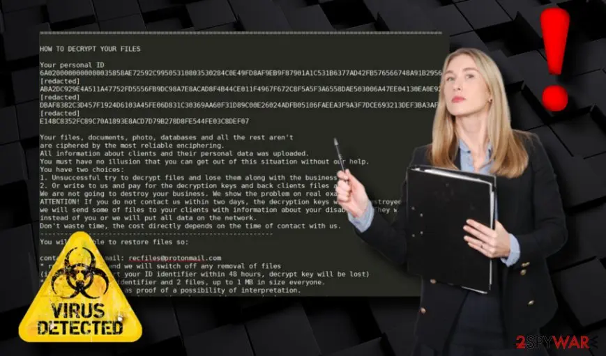 Screenshot of Recme ransomware: cyberthreat
