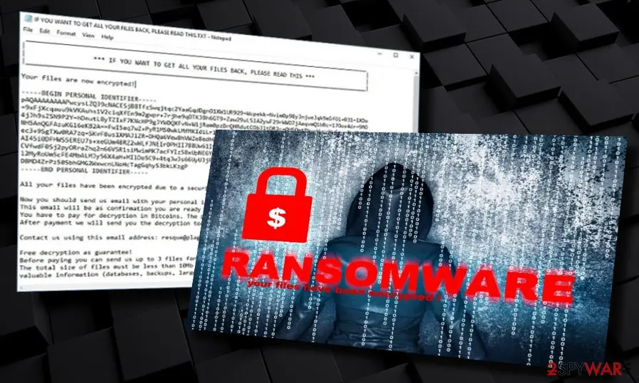 Screenshot of Recme ransomware: virus
