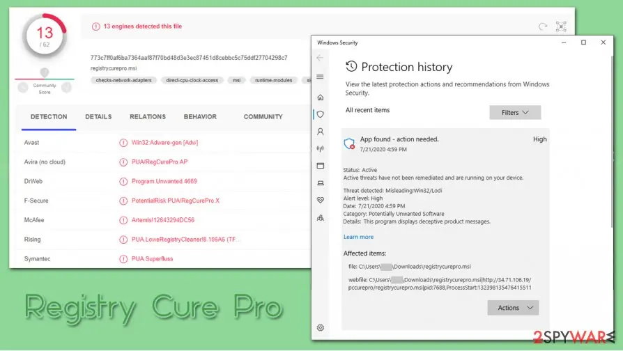Registry Cure Pro: detection rates