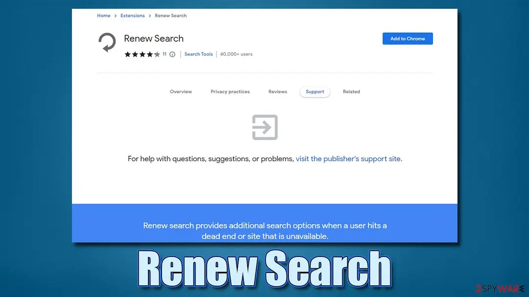 Screenshot of Renew Search: adware