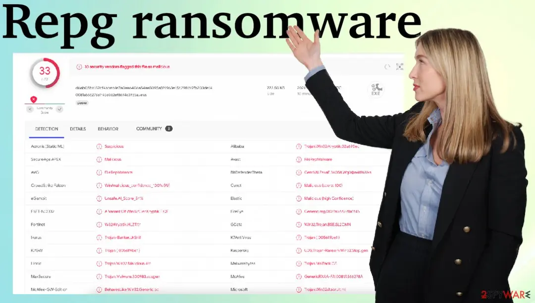 Screenshot of Repg ransomware: virus