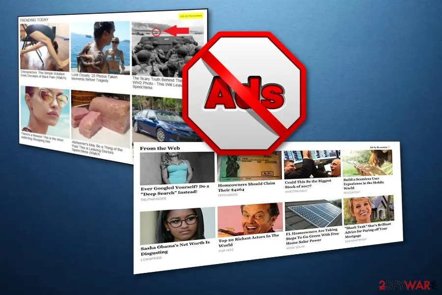 Screenshot of RevContent: pop ups