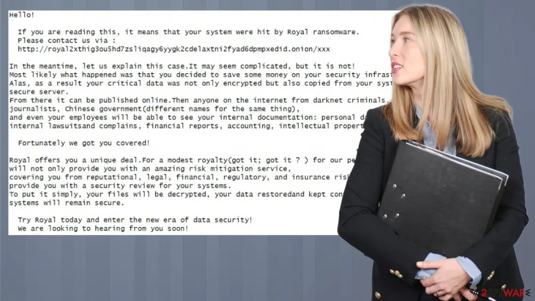 Screenshot of Royal ransomware: virus