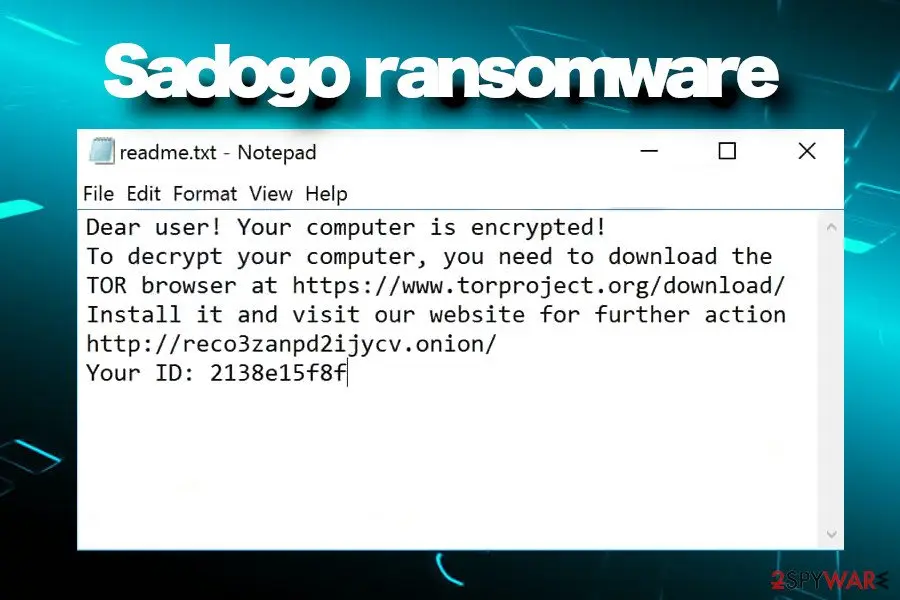 Screenshot of Sadogo: ransomware