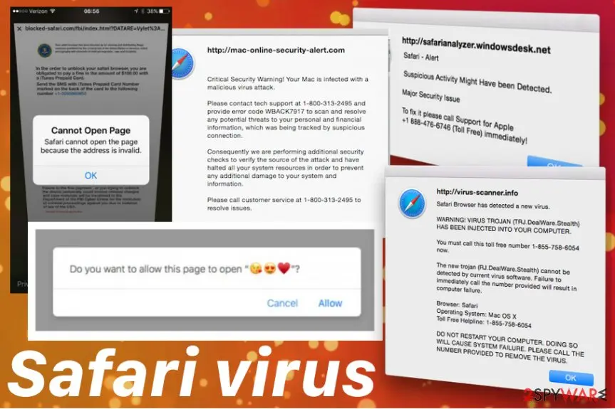 Screenshot of Safari virus: screenshot