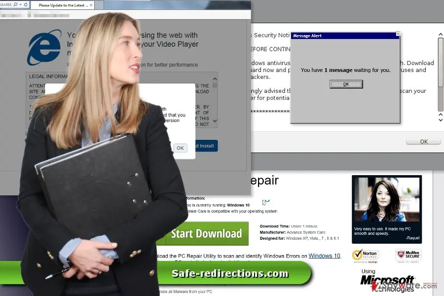 Safe: redirections com virus