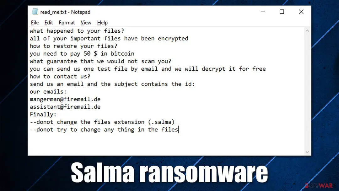 Salma ransomware: file locking virus