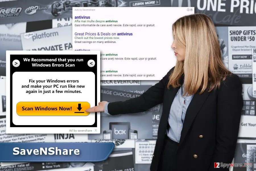 Screenshot of SaveNShare ads: screenshot