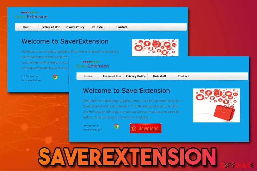 Screenshot of SaverExtension: adware virus