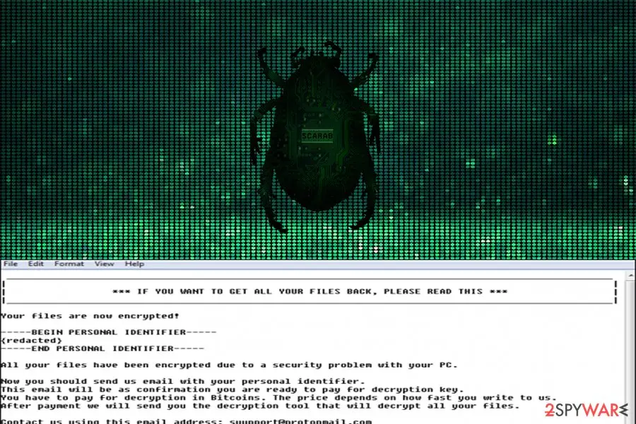 Scarab ransomware virus: scarab crypto virus ransomware
