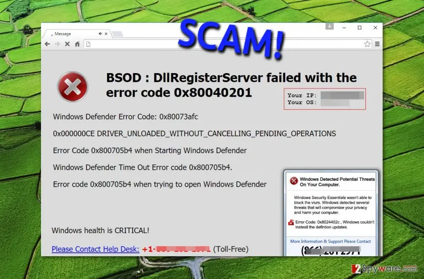 BSOD Error virus: screenshot of