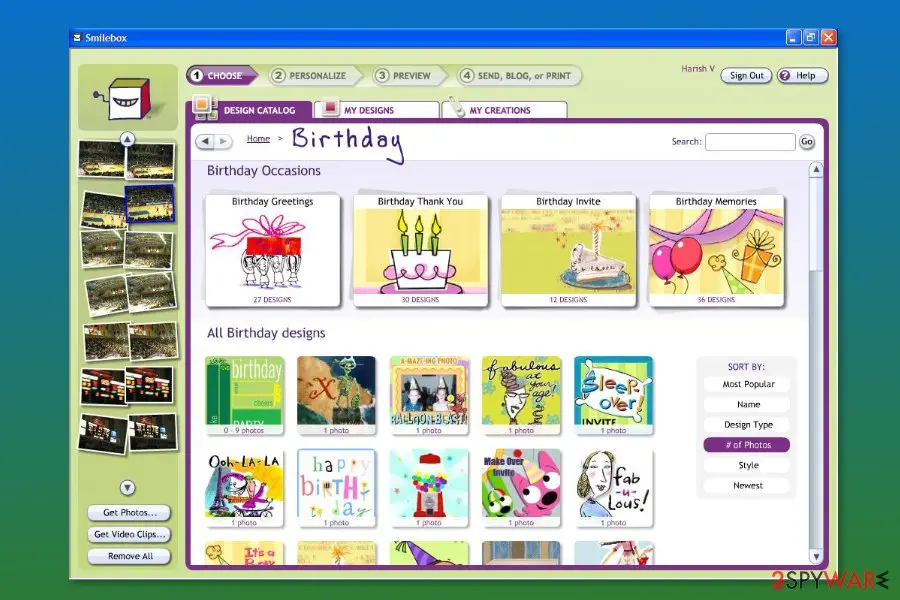 Screenshot of Smilebox: screenshot of