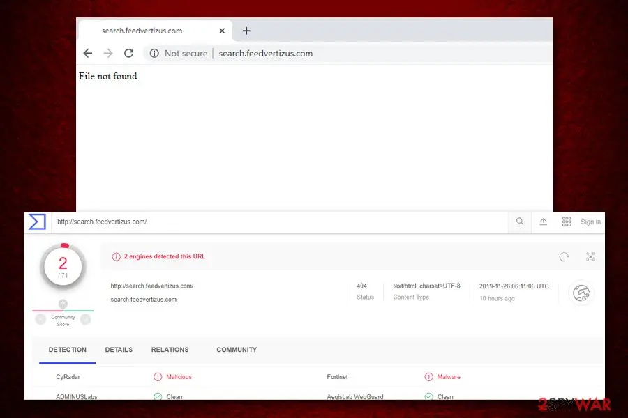 Search.feedvertizus.com: search feedvertizus com detection as malicious