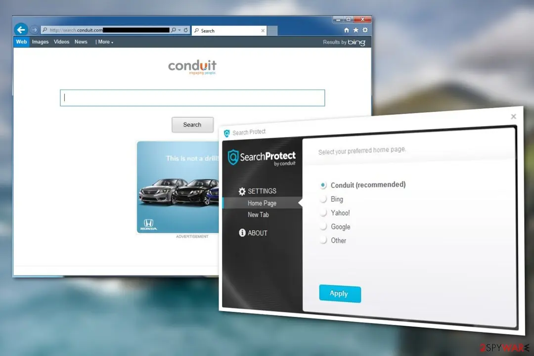 Screenshot of Search Protect: virus