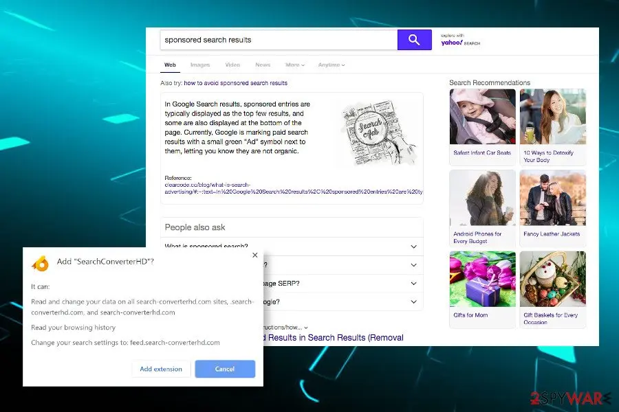 Screenshot of SearchConverterHD: results