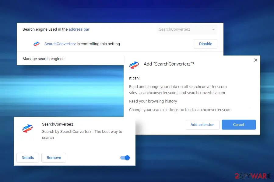 Screenshot of SearchConverterz: hijack