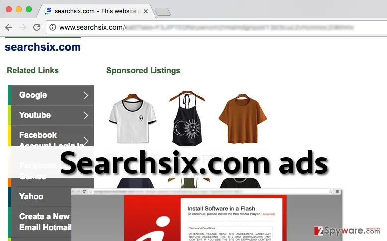Searchsix.com ads: searchsix com ads on computer screen