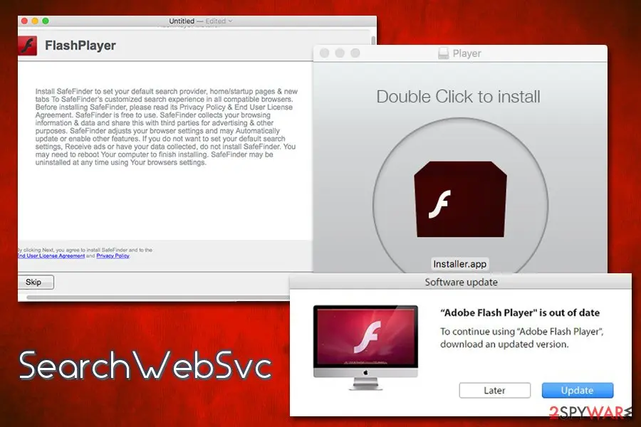 SearchWebSvc: virus spread via fake flash player installers