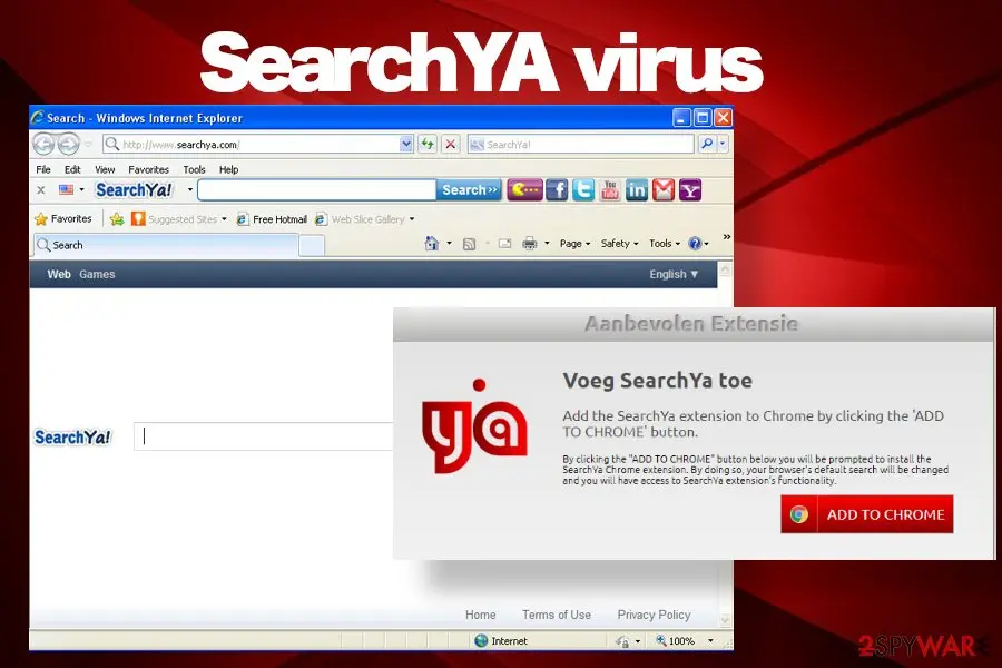 Screenshot of SearchYA: browser hijacker