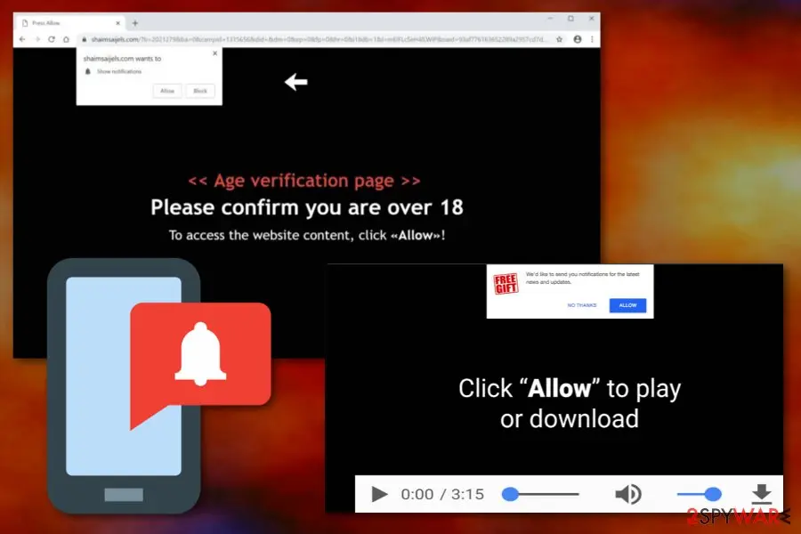 Shaimsaijels.com: shaimsaijels com push notifications virus