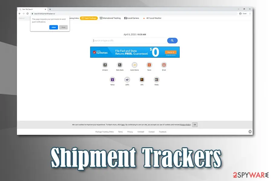 Shipment Trackers: browser hijacker pup