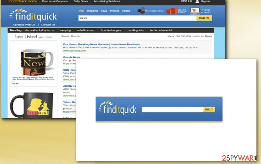 Screenshot of Shop: finditquick virus