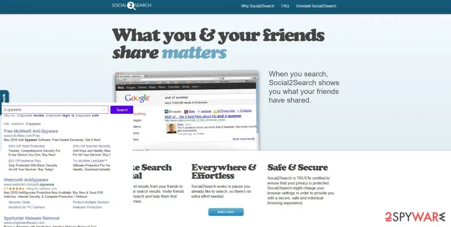Screenshot of Social2Search ads: screenshot
