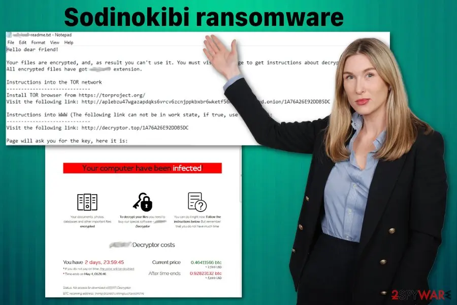 Screenshot of Sodinokibi ransomware: cryptovirus