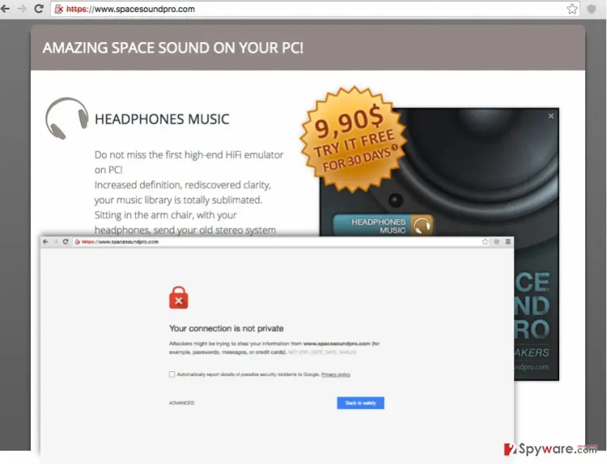 SpaceSoundPro ads: spacesoundpro malware