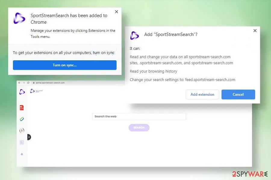 Screenshot of SportStreamSearch: malware