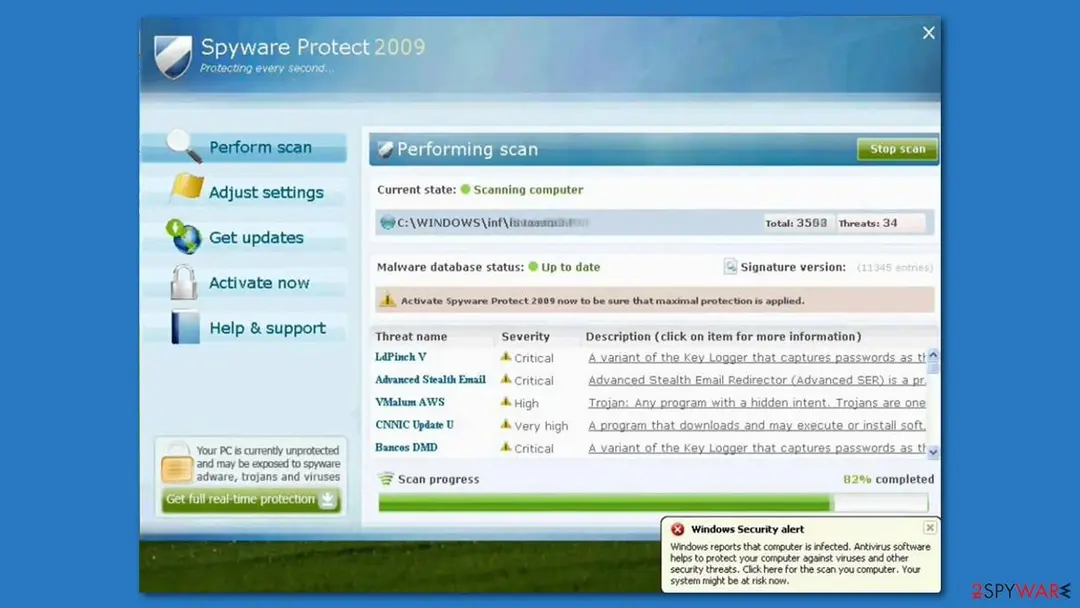 Spyware Protect 2009: fake scam rogue