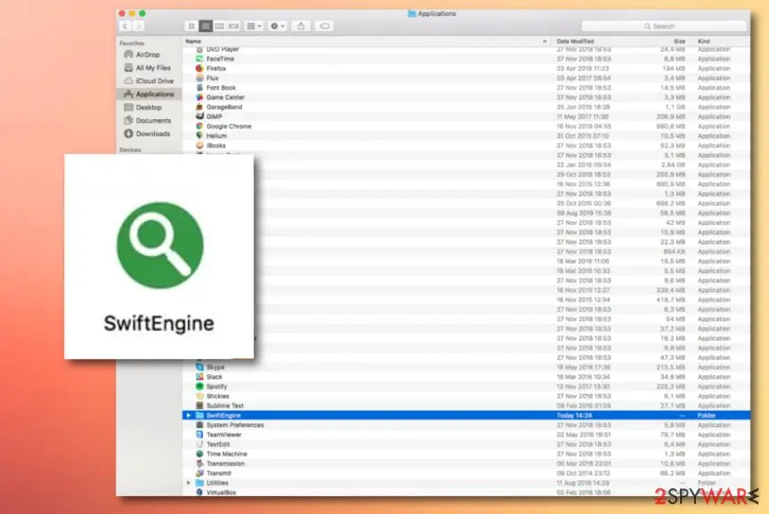 Screenshot of SwiftEngine: adware