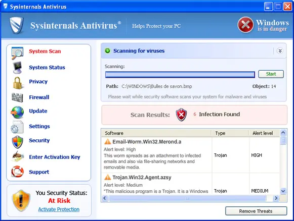 Screenshot of Sysinternals Antivirus: screenshot