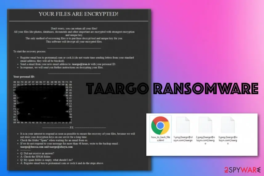 Screenshot of Taargo ransomware: screenshot