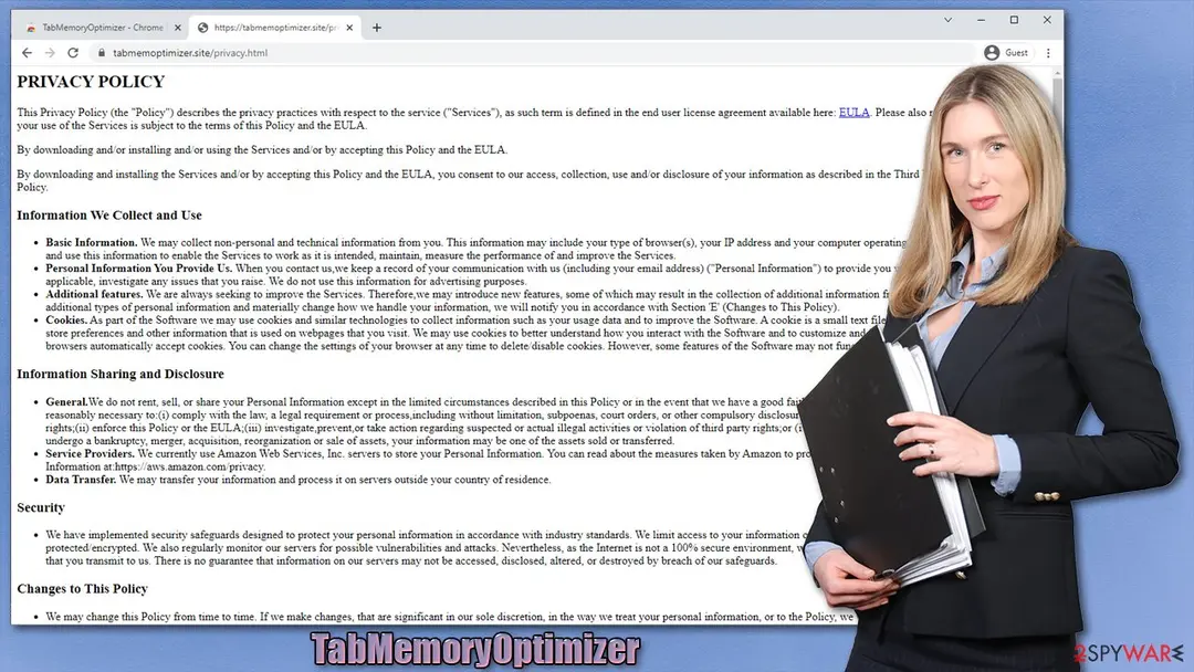 Screenshot of TabMemoryOptimizer: adware pup