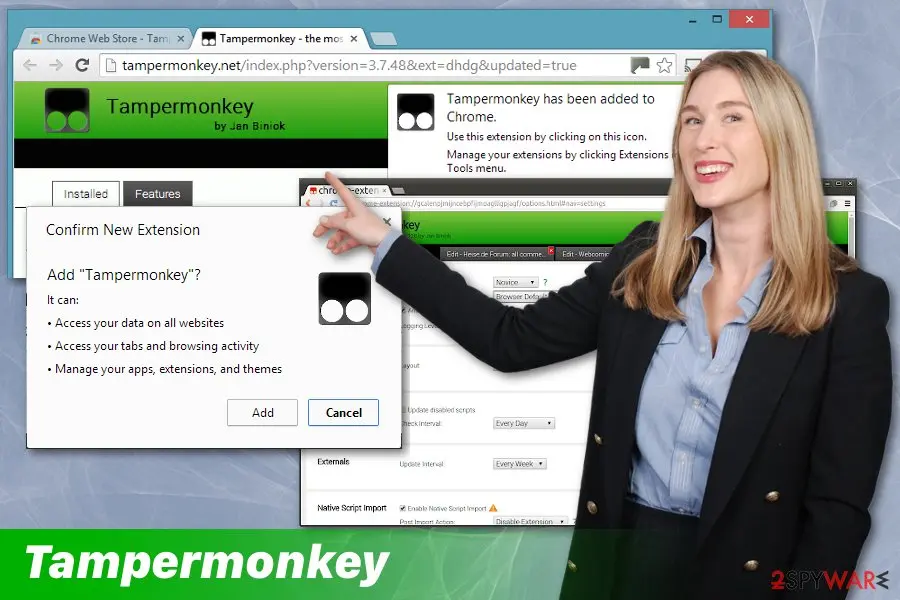 Screenshot of Tampermonkey: adware virus