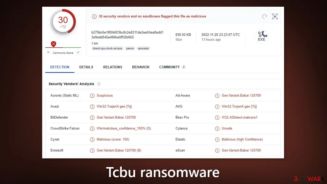 Screenshot of Tcbu ransomware: screenshot