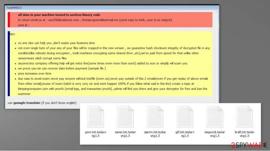 TeslaRVNG1.5 ransomware: teslarvng1 5 file virus