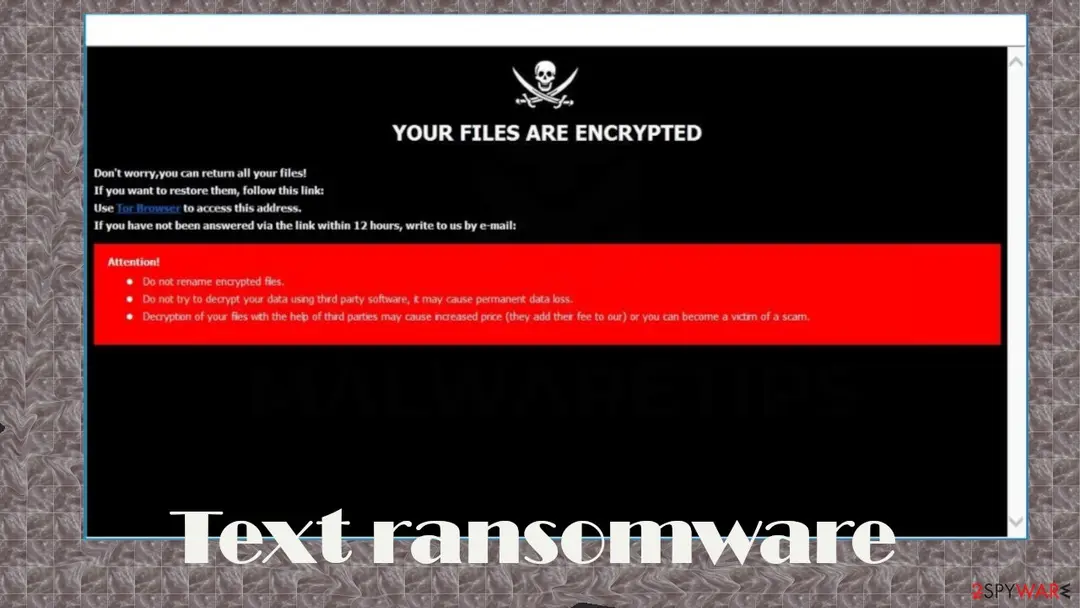 Screenshot of Text ransomware: cover