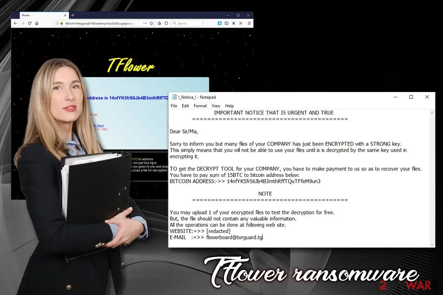 TFlower: ransomware malware encrypts files demands 15 btc