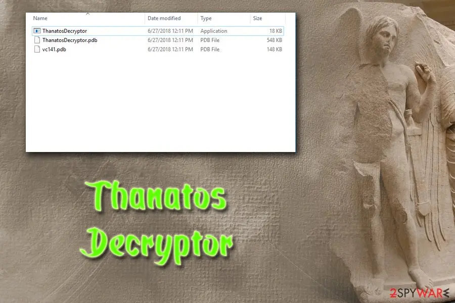 Screenshot of Thanatos: decryption tool