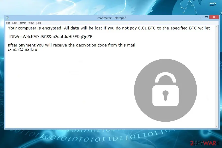 Screenshot of Thanatos: ransomware
