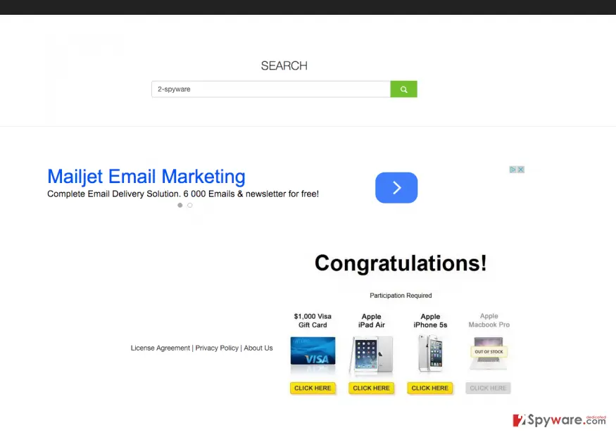 Cold Search virus: the picture showing cold search ads on the main page