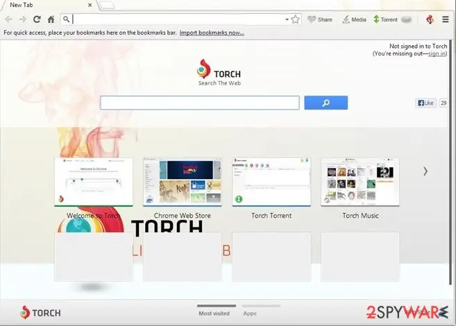 Screenshot of Torch Browser: screenshot