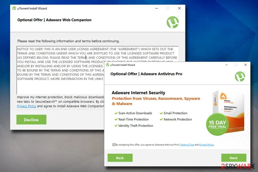 Torrent virus: utorrent spotted bundling software