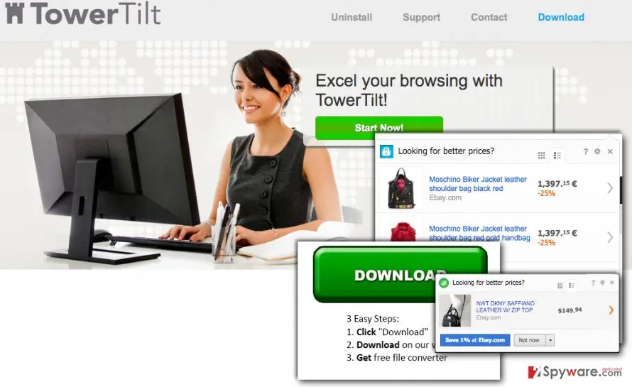 Screenshot of TowerTilt virus: screenshot