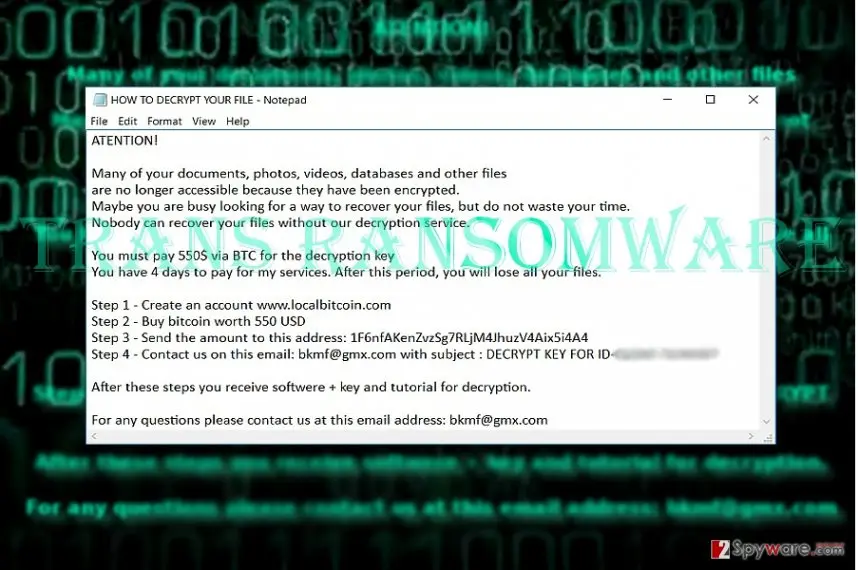 TraNs ransomware virus: trans