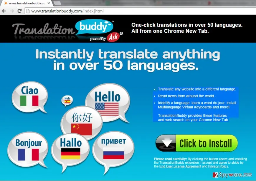 Screenshot of TranslationBuddy Toolbar: screenshot
