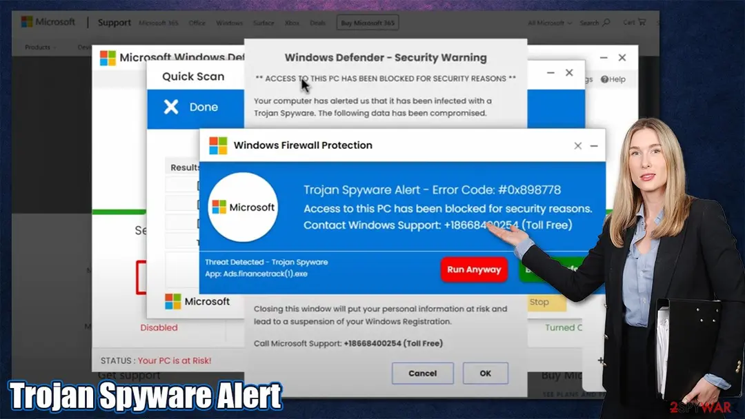 Trojan Spyware Alert: scam fake alert