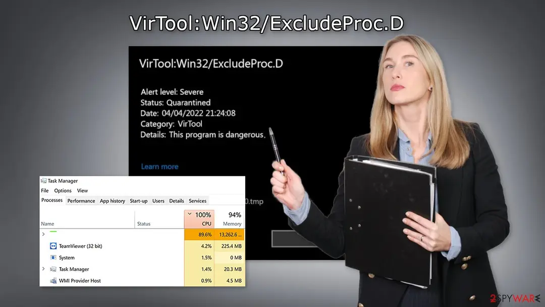 VirTool:Win32/ExcludeProc.D: trojan virus high cpu
